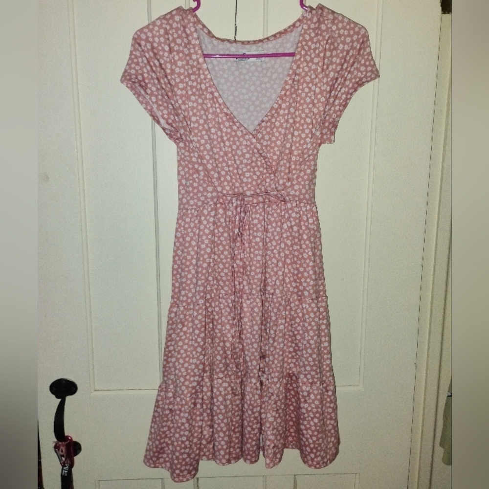 Pink Hollister Summer Dress White Flowers